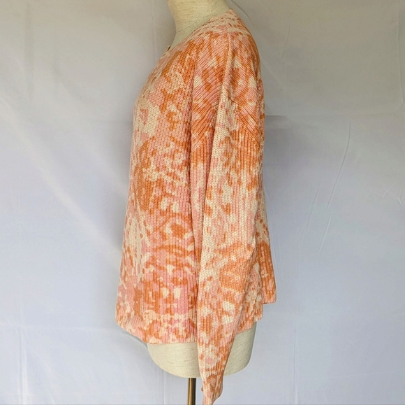 525 Sweater Shaker Knit Crew Neck Pullover Boxy Fit 100% Cotton Peach Pink L EUC - Picture 8 of 10